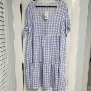 True craft Blue and White Gingham Dress